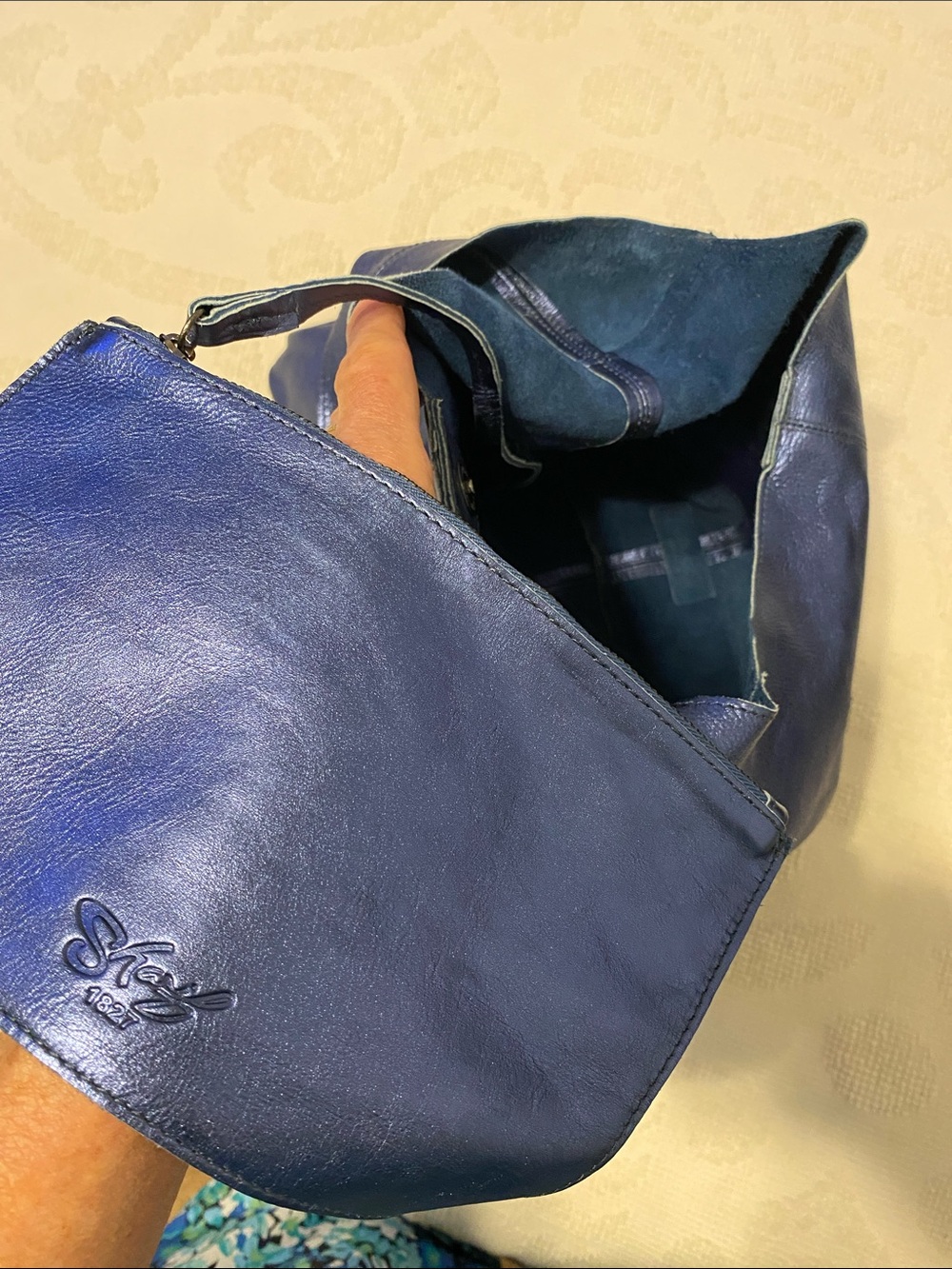 Sharif Metallic Blue Shoulder Bag - Picture 6 of 10